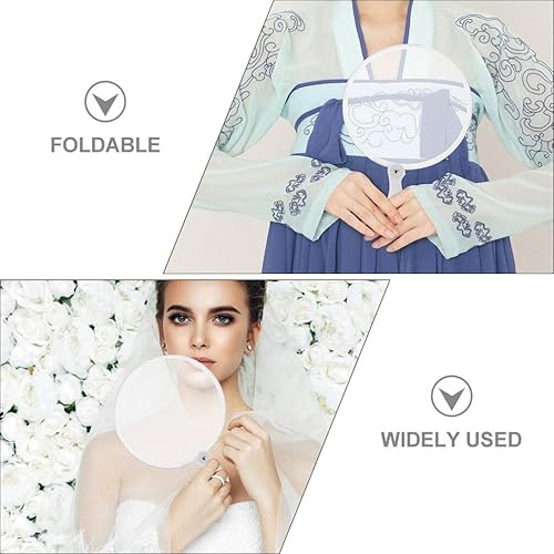 Miniatura 3 de BESTOYARD 4 ventiladores plegables de mano, mini ventilador de mano, decoración para ceremonia de boda, ventilador redondo con asa, fanáticos de