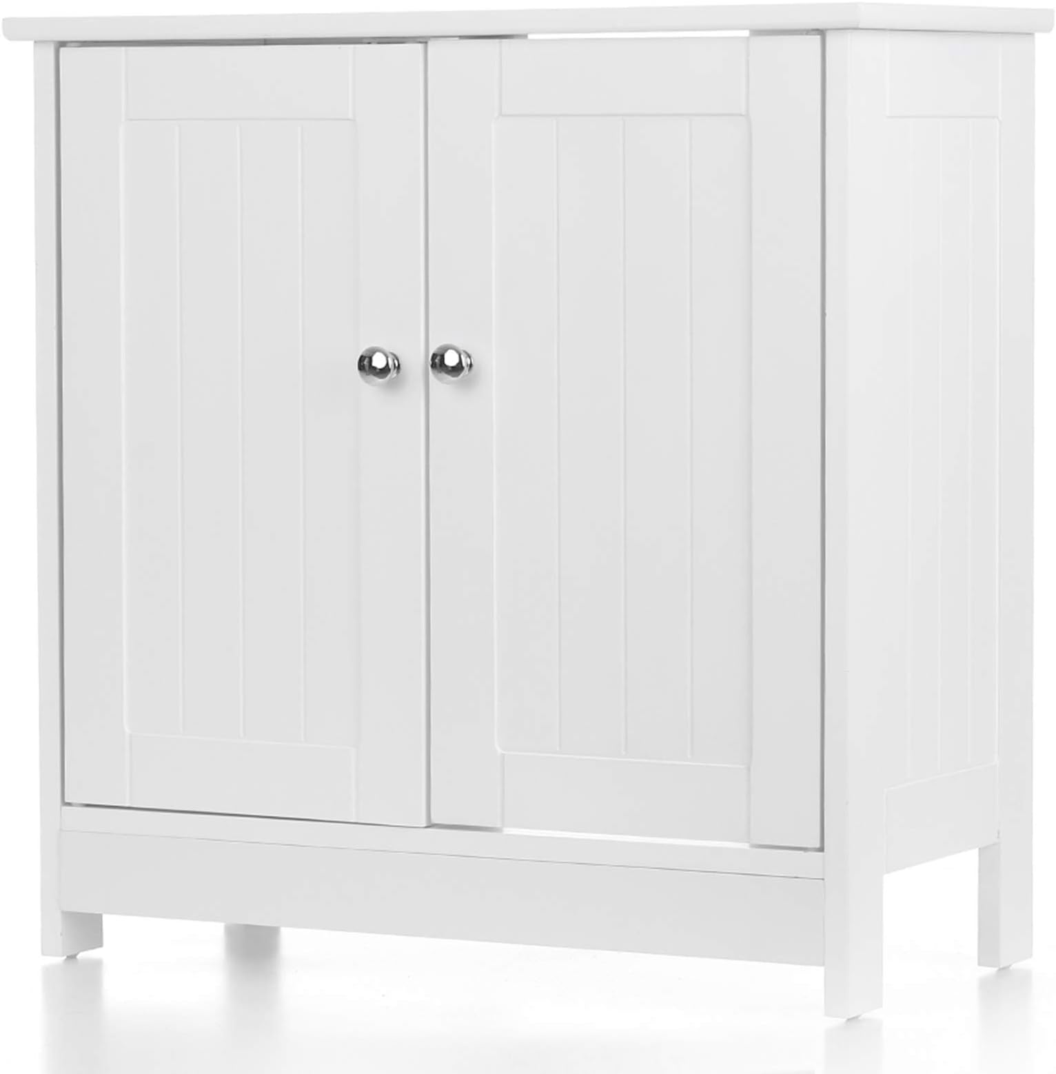 iKayaa Modern Under Sink Storage Cabinet with 2 Doors Bathroom Vanity Furniture 23.6" H x 23.6" L White