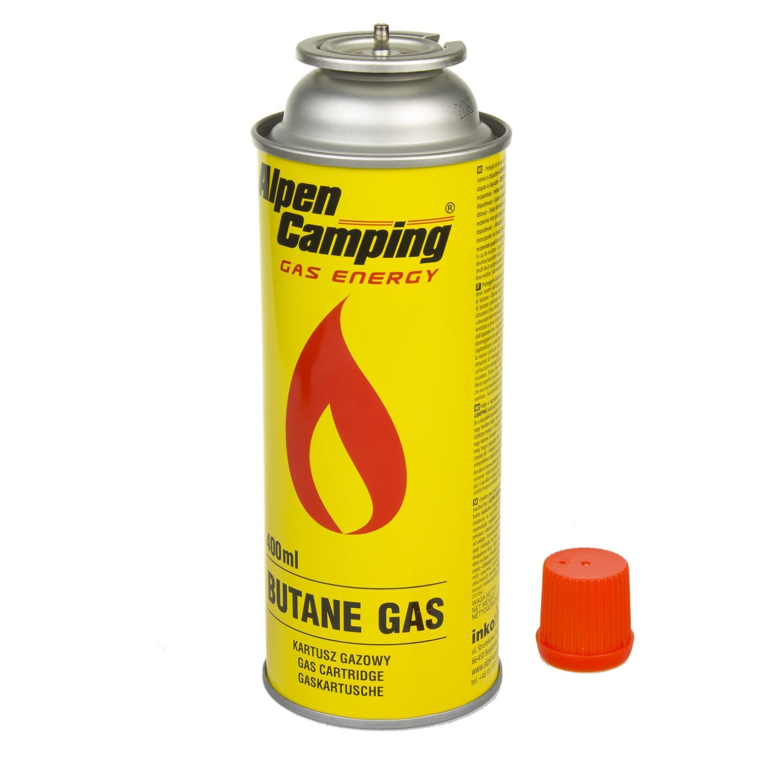 Alpen Camping Cartouche de gaz Butane 36 pièces 400 ML Certificat Pi 0875 Conforme EN417