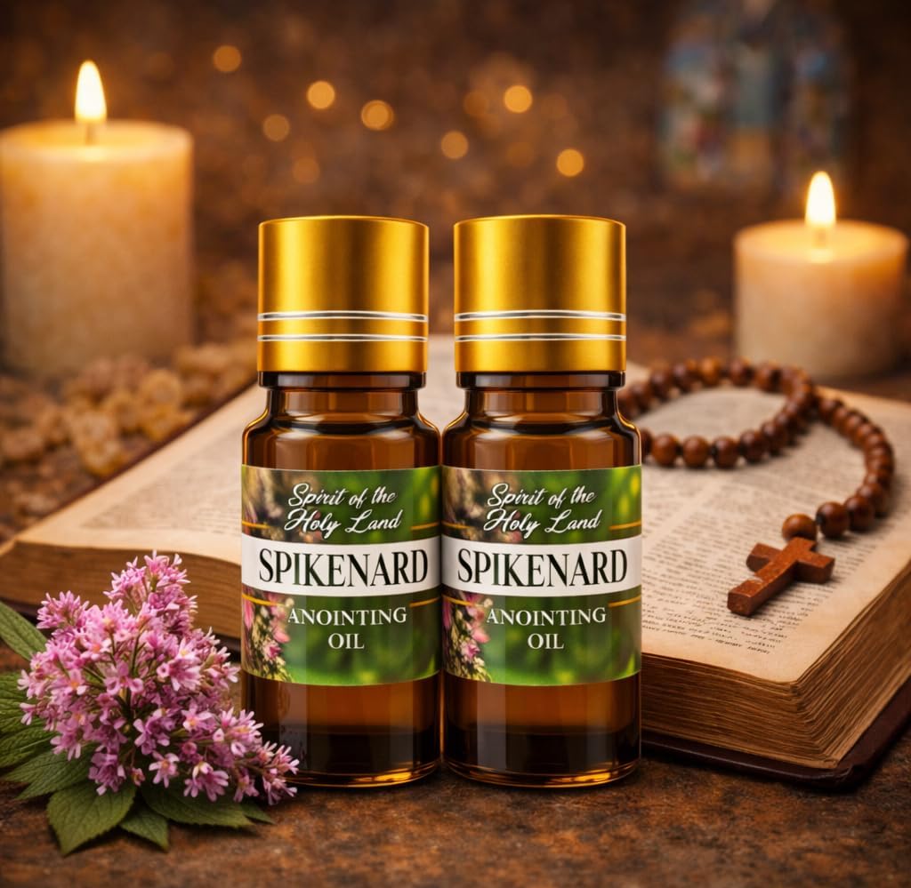 Biblical Spikenard Anointing Oil from Jerusalem Holy Land 2 Bottles x 10 ml | Nard Devotional Oil for Prayer & Blessing, Religious Gift Box