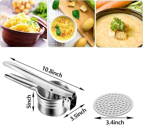 Foto von DASIAUTOEM Kartoffelpresse Edelstahl, Multifunktionale Saftpressen Kartoffelquetsche Kartoffelpresse Triangel Kartoffelstampfer für Kartoffelbrei, Baby Flauschige Rezepte, Gemüsebrei, Püree-Länge 30cm