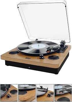 Midex MTX-256X Şarjlı Bluetooth Pikap Plak Çalar, Ahşap, Hoparlörlü, İğne Dahil