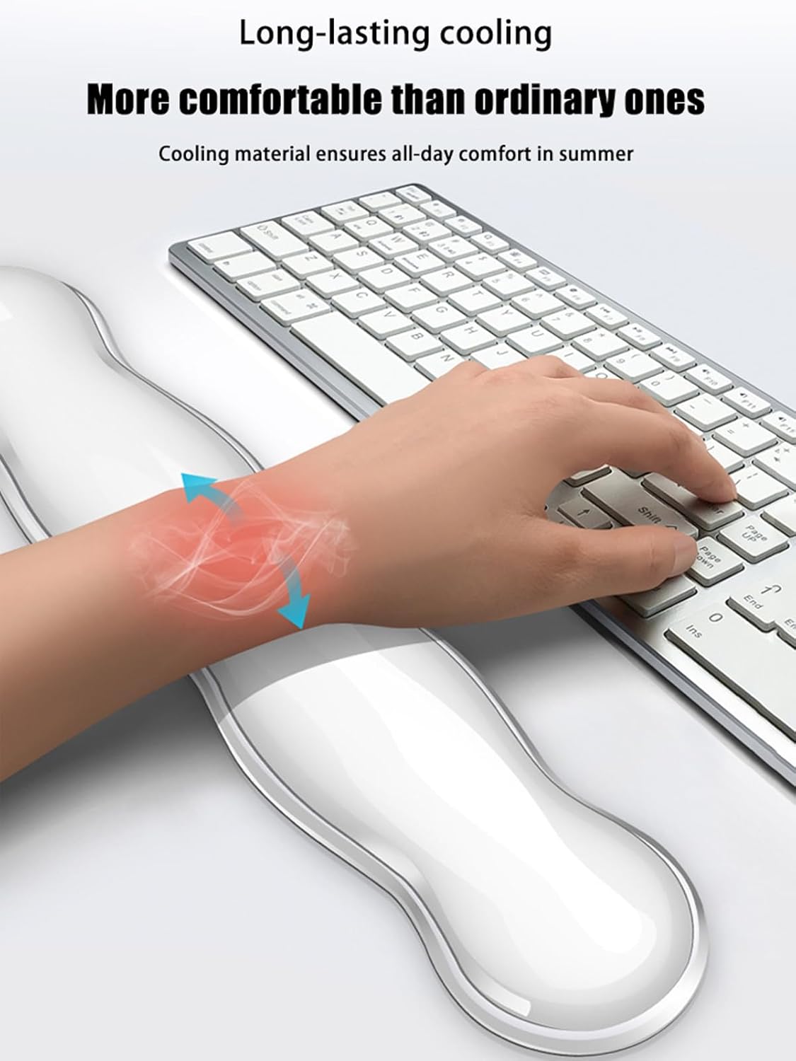 Silicone Wrist Rest for Keyboard and Mouse – Cooling Comfort Wrist Pad Set, Ergonomic Support for Computer PC Laptop, Non-Slip Base, Easy Clean, Rapid Rebound (Pink Transparent)