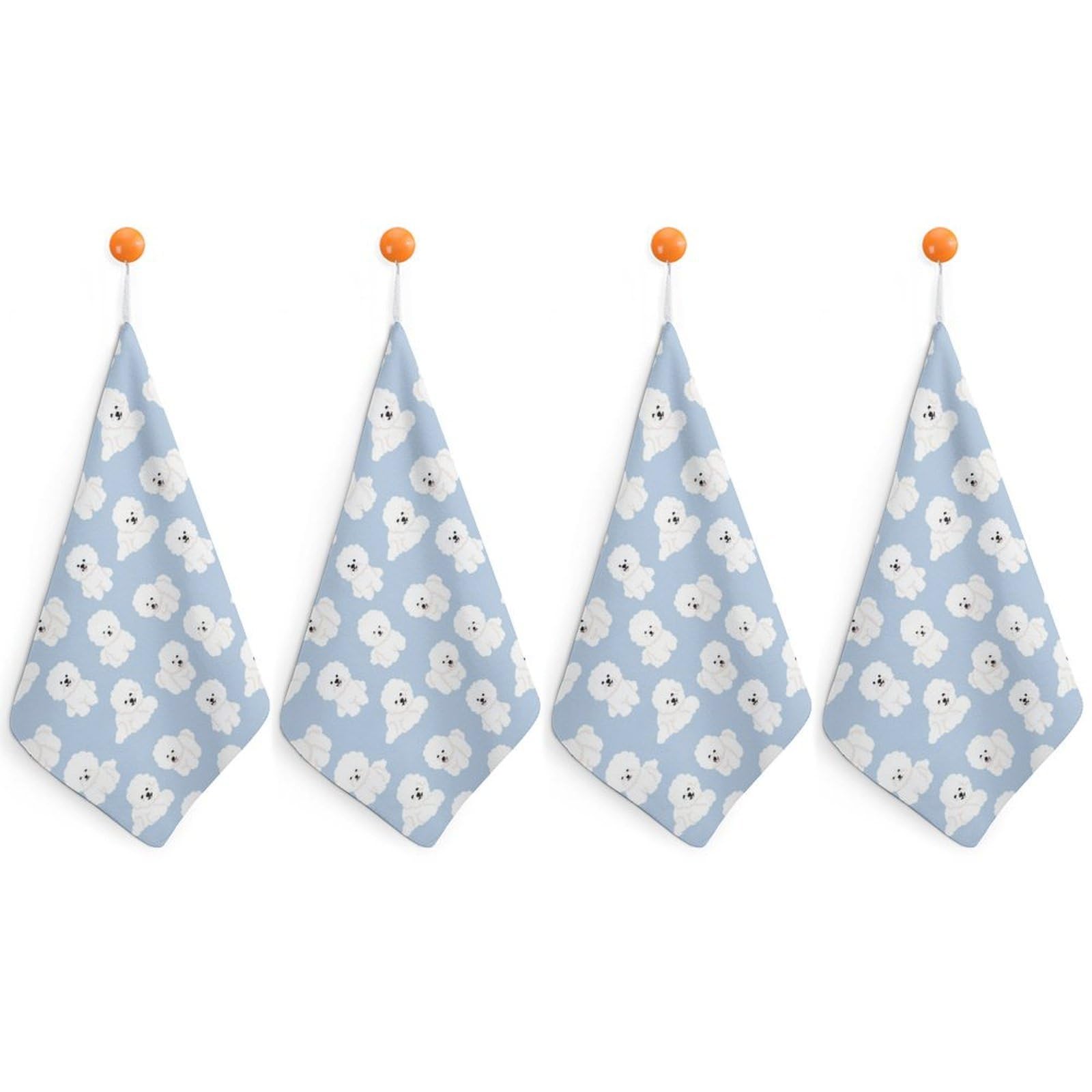 LWORZIIB 4 Piece Hanging Hand Towels, Bichon Small Dry Hand Towel for Kitchen Bathroom