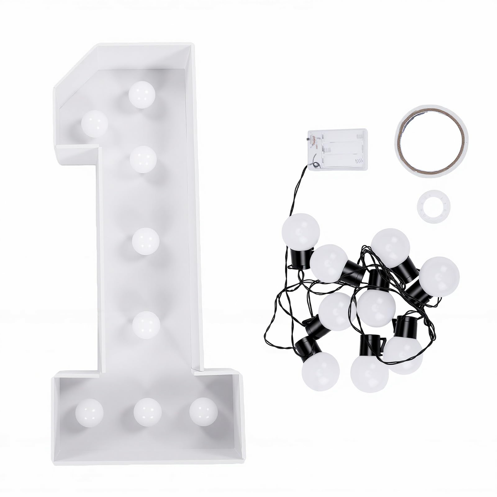 Eujgoov Insegna con Numeri Luminosi, Grande Pannello con Numeri da 70 Cm, Lettera con Illuminati con Luce LED Calda per Decorazioni di Nozze, Feste di Compleanno, Anniversari