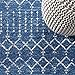 JONATHAN Y MOH101A-5SQ Moroccan HYPE Boho Vintage Diamond Indoor Area-Rug Bohemian Easy-Cleaning Bedroom Kitchen Living Room Non Shedding, 5' Square, Blue/White