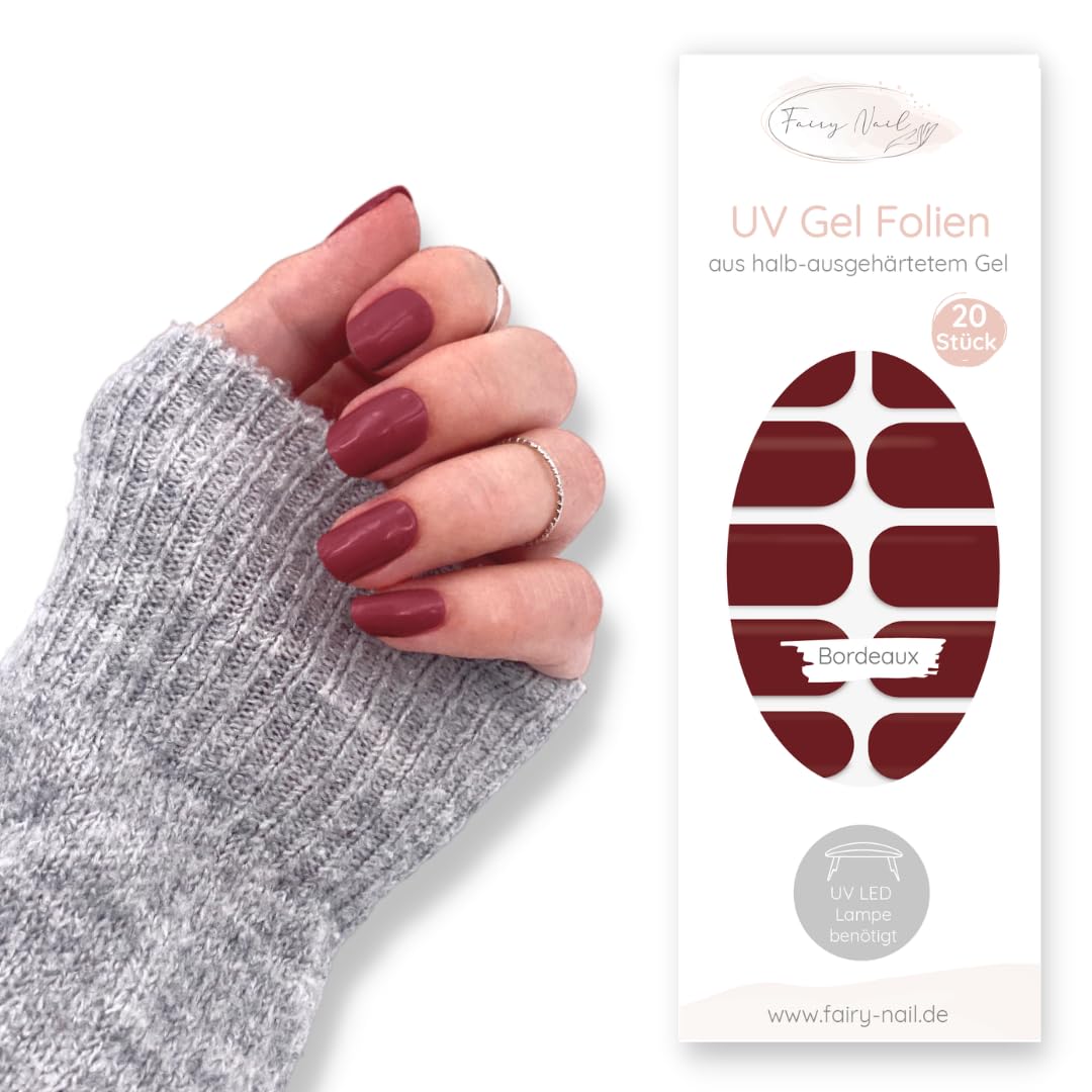 Fairy Nail UV Nagelfolien 20 Stück – Halb Ausgehärtet, Selbstklebend, Vegan, HEMA-frei (Design: Melone)