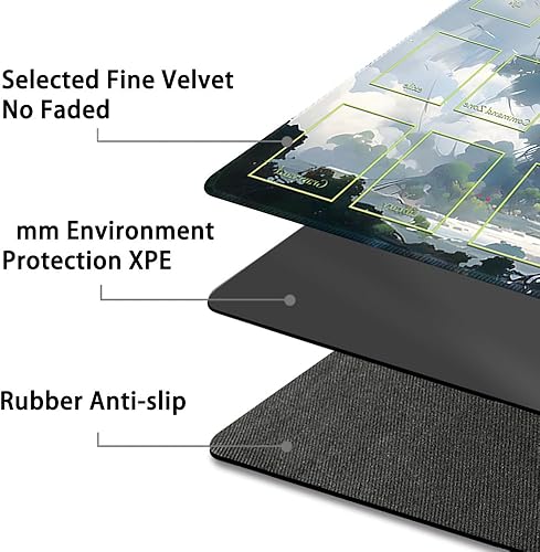 Miniatura 18 de Tapete de juego MTG cosido de alta calidad con zonas y parte trasera de goma antideslizante, tapete de juego TCG para MTG y otros juegos de cartas