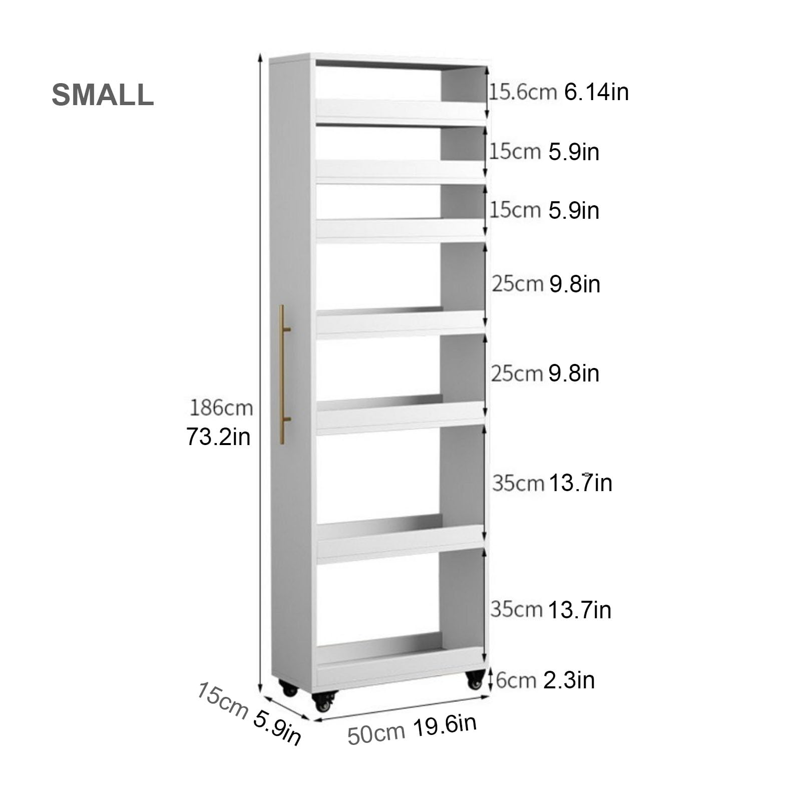 Carrito de almacenamiento delgado con ruedas para cocina, gabinete estrecho con asa y ruedas, estante de madera para especias y estante de despensa para espacios pequeños, ideal para organizar