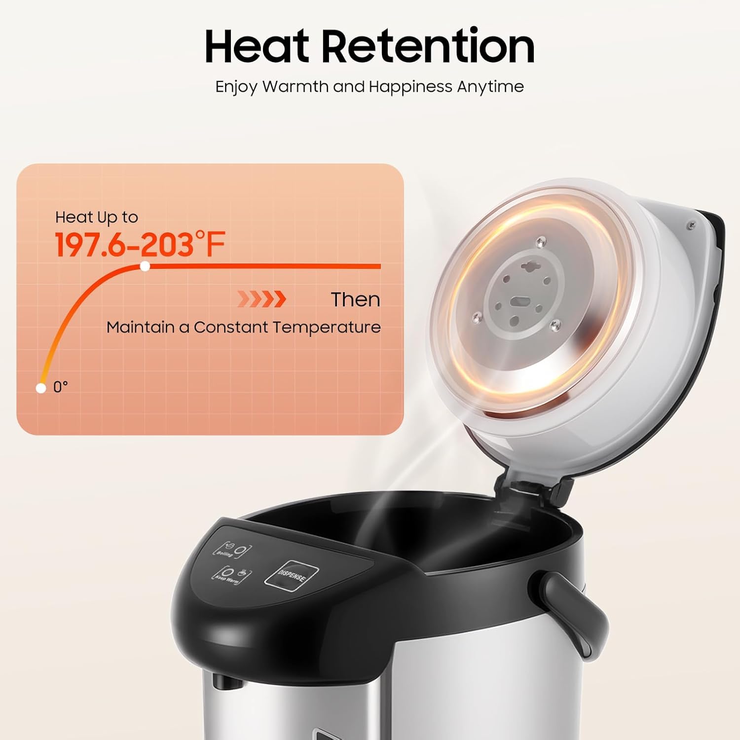 Heißwasserspender Thermopot, 4L Glühweinkocher Edelstahl Heißwasserspende Heißgetränkeautomat Thermostat Elektrischer Wasserkocher Mit drei Ausgabemethoden Sicherheitsventil & Trockenlaufschutz