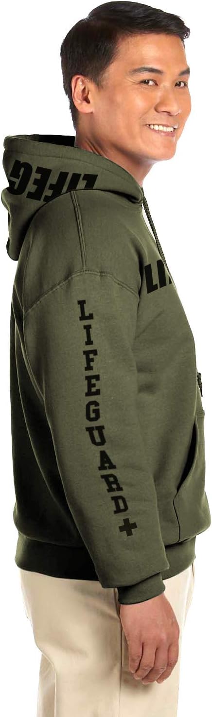 LIFEGUARD Officially Licensed Military Green Hoodie with Black Print on Chest Sleeves and Hood for Men and Women