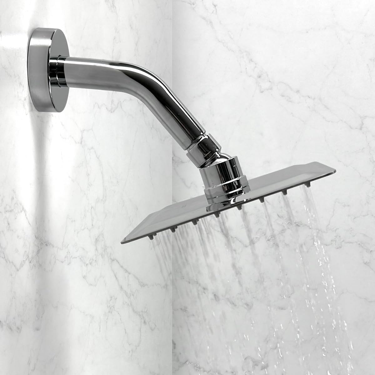 Modern Square Rain Shower System with Pressure-Balanced Mixing Valve – Wall-Mounted Rainfall Shower Head and Single-Handle Control - Brass and stainless steel construction (Chrome)