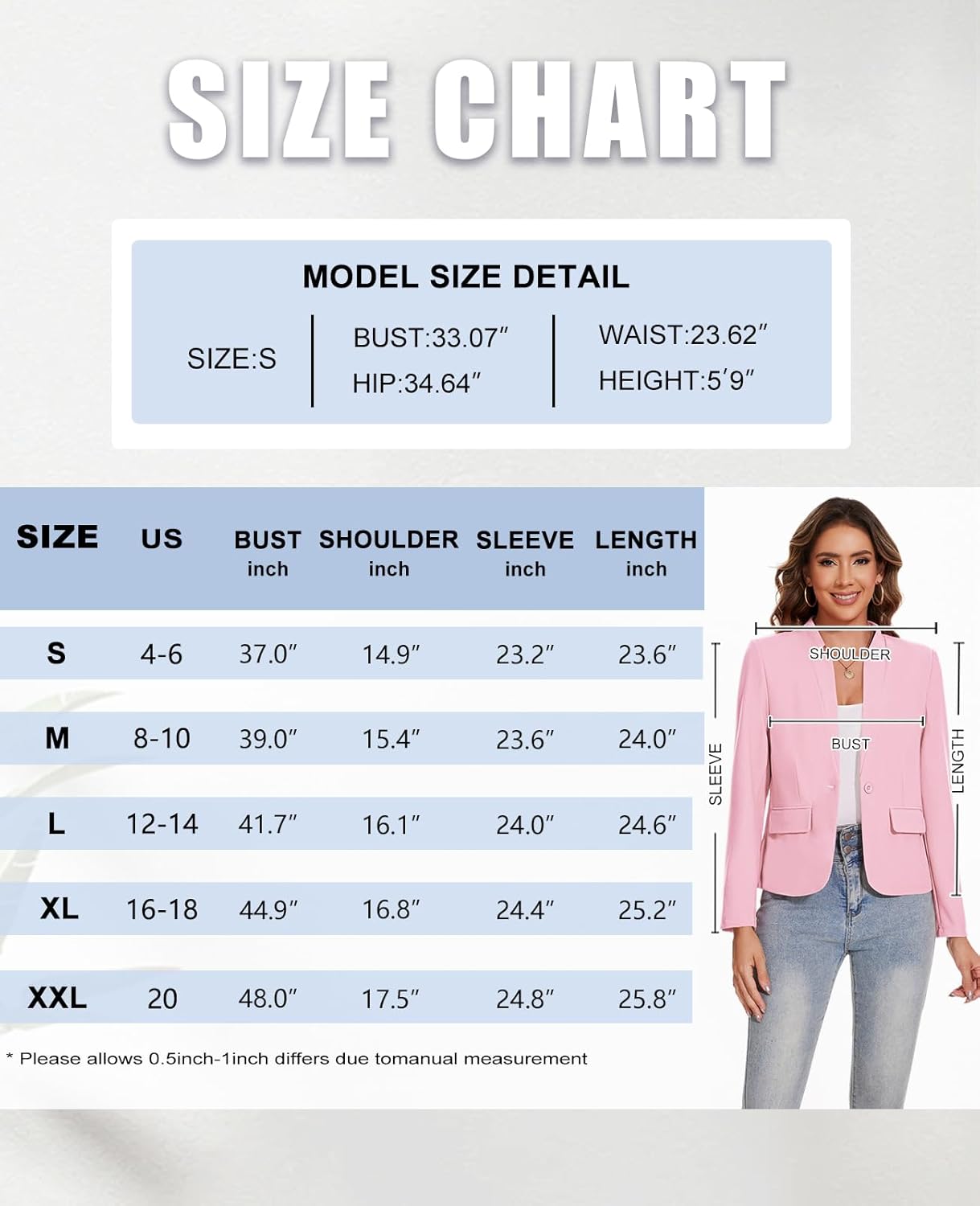 MINTLIMIT Black Blazer for Women Long Sleeve Lightweight Blazer Suit Notched Collar One Button Blazer Jackets for Daily/Work,XL - Image 7