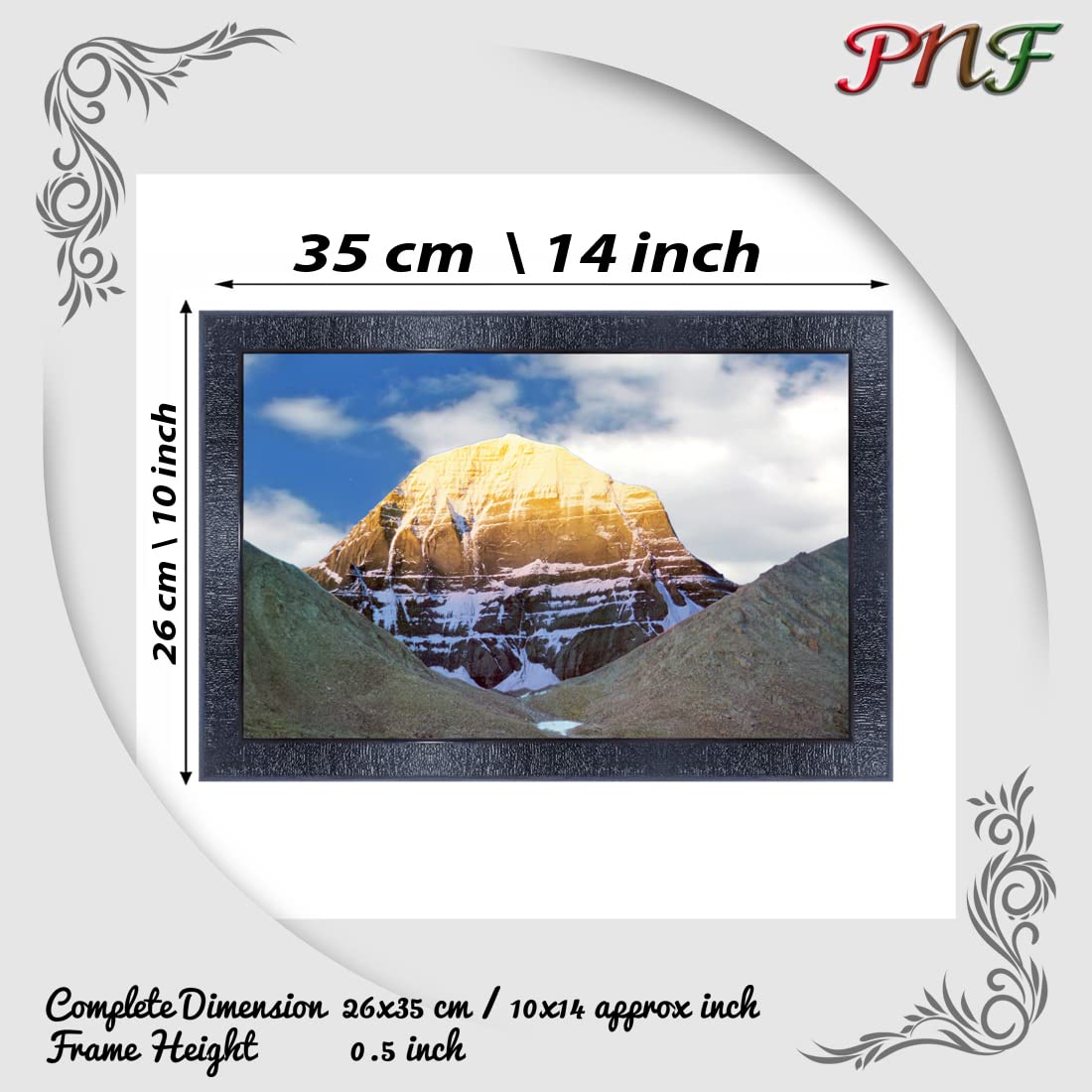 pnf Poster n Frames Kailash Mansarovar Photo Frame|Bedroom, Living Room Wall|Acrylic Sheet|Gift|Nature Scenery|Best Gifting Option(10 * 14inch,Multicolour,13858)