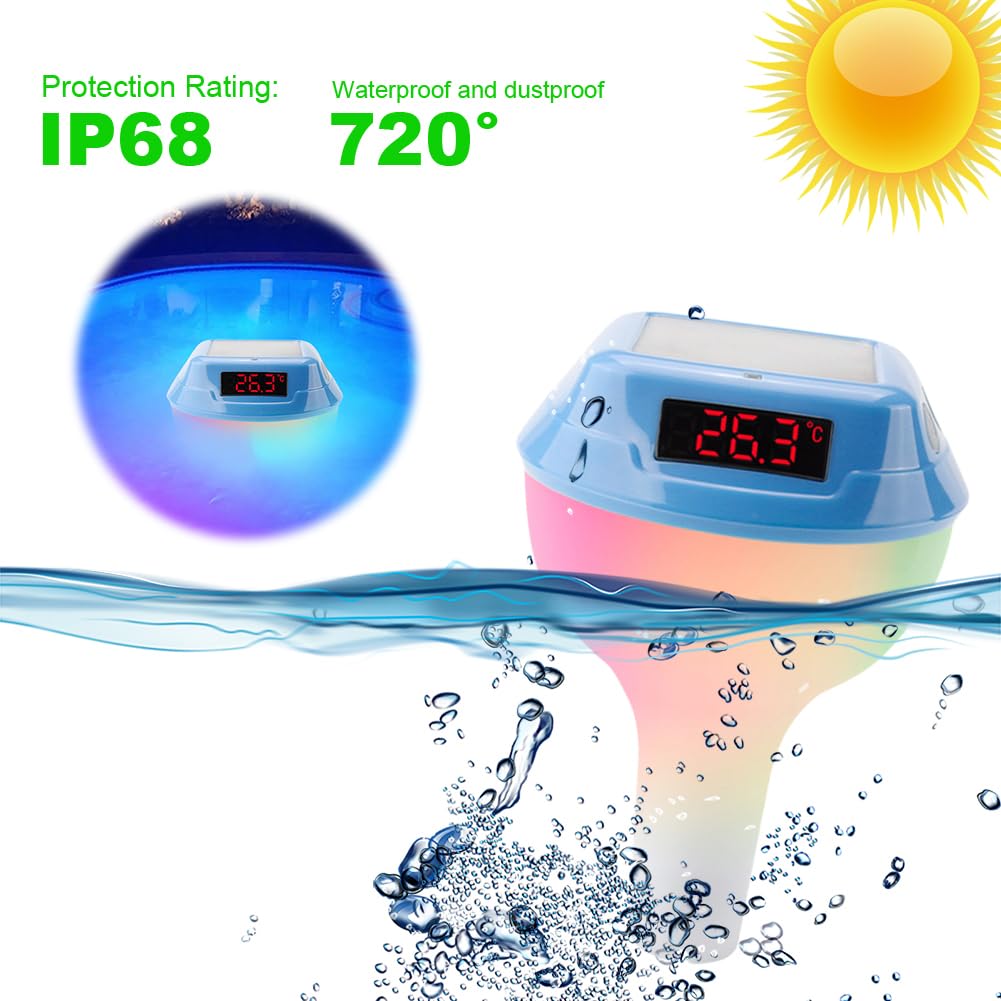 Termometr do basenu solarnego z oświetleniem RGB i monitorem temperatury do spa i