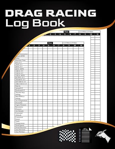 Drag Racing Log Book: Drag Racing Information Tracker, Race Score Record Book, Drag Racing Details Journal and Organizer to Record Time Of Day, Lane, Launch RPM