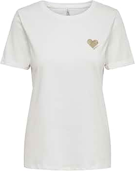 Blessed Maglietta Donna Con Scritta A Cuore 'Blessed' – Misto Cotone, Maniche Corte, Stile Casual, Raissa Metallizzate, Taglia L