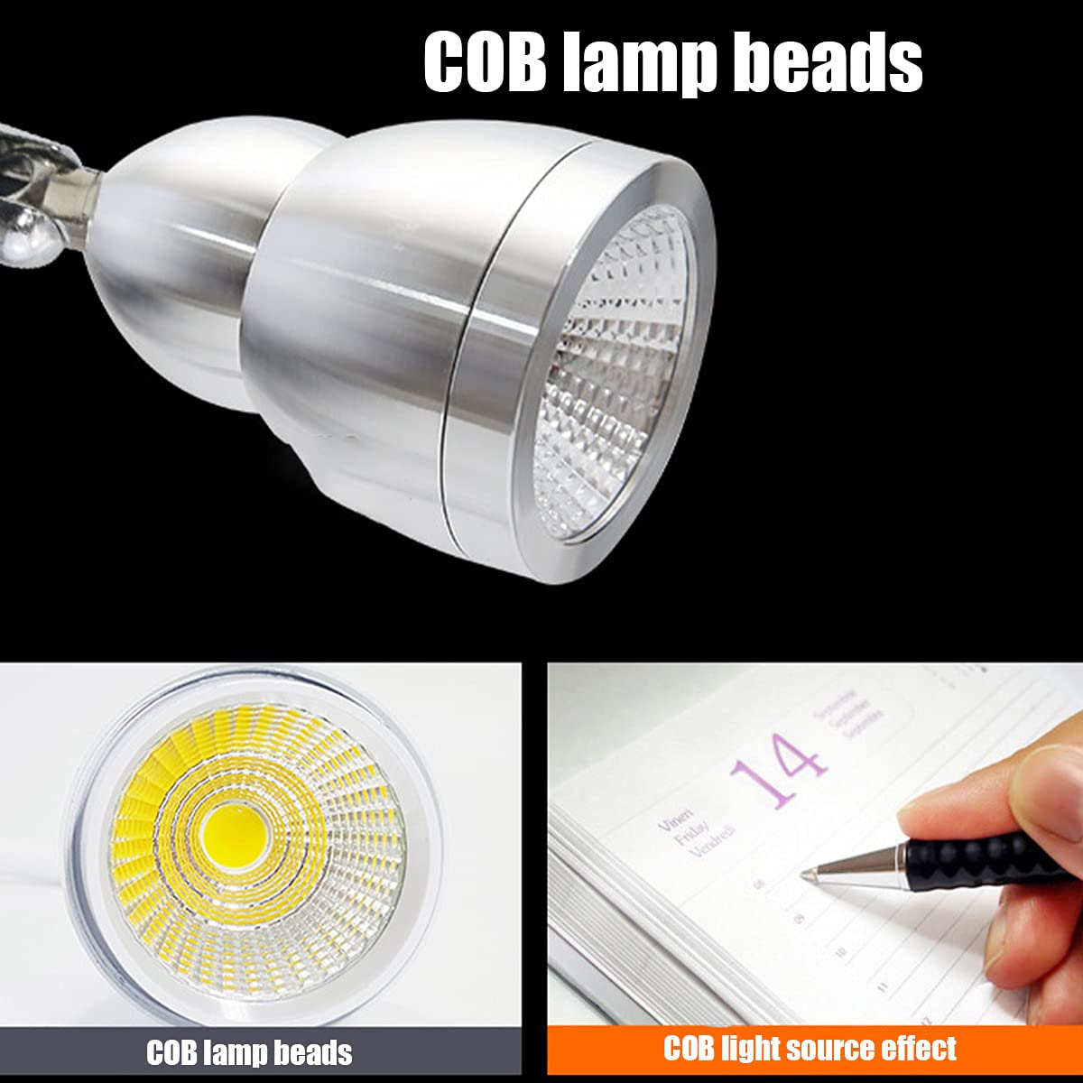 Luci da lettura a clip da 4000 K, 2 pezzi, luce flessibile a collo di cigno con interruttore e cavo, lampada da scrivania a LED da 5 W, protezione per gli occhi, luce neutra
