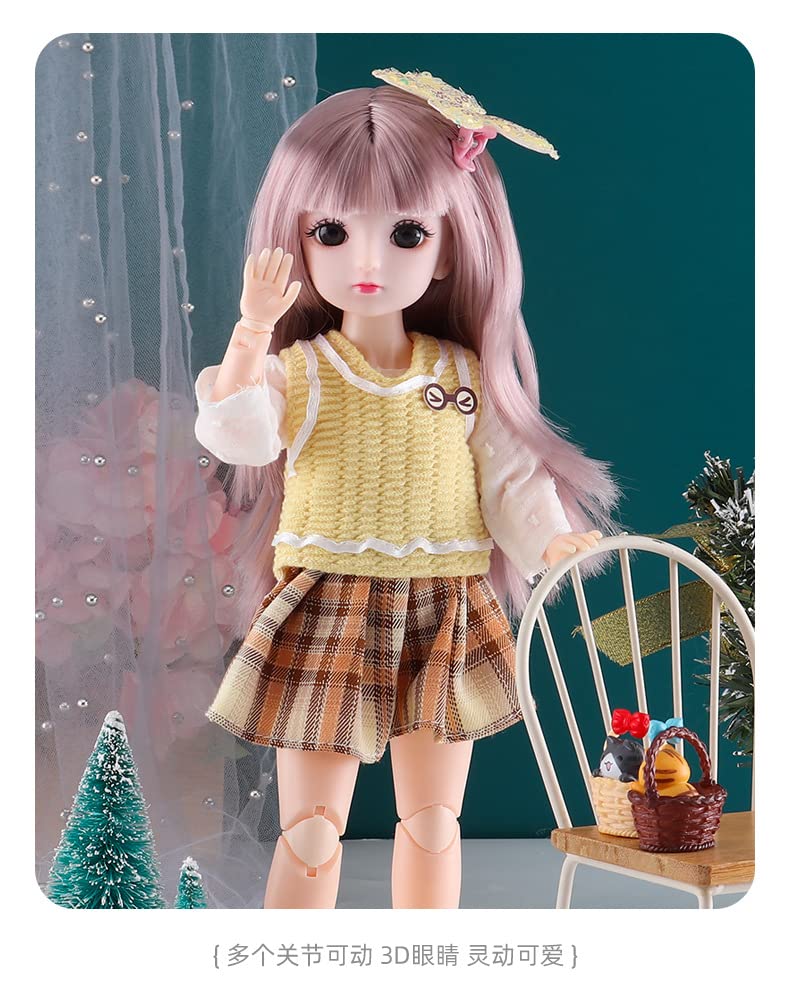 Image of DSR inch 30CM Smart Doll (Yellow ) Doll Toys with Full Set Clothes Shoes Wig Makeup Gift for Kids Gift All Day(Movable Joint-Small Doll-30CM-(White))