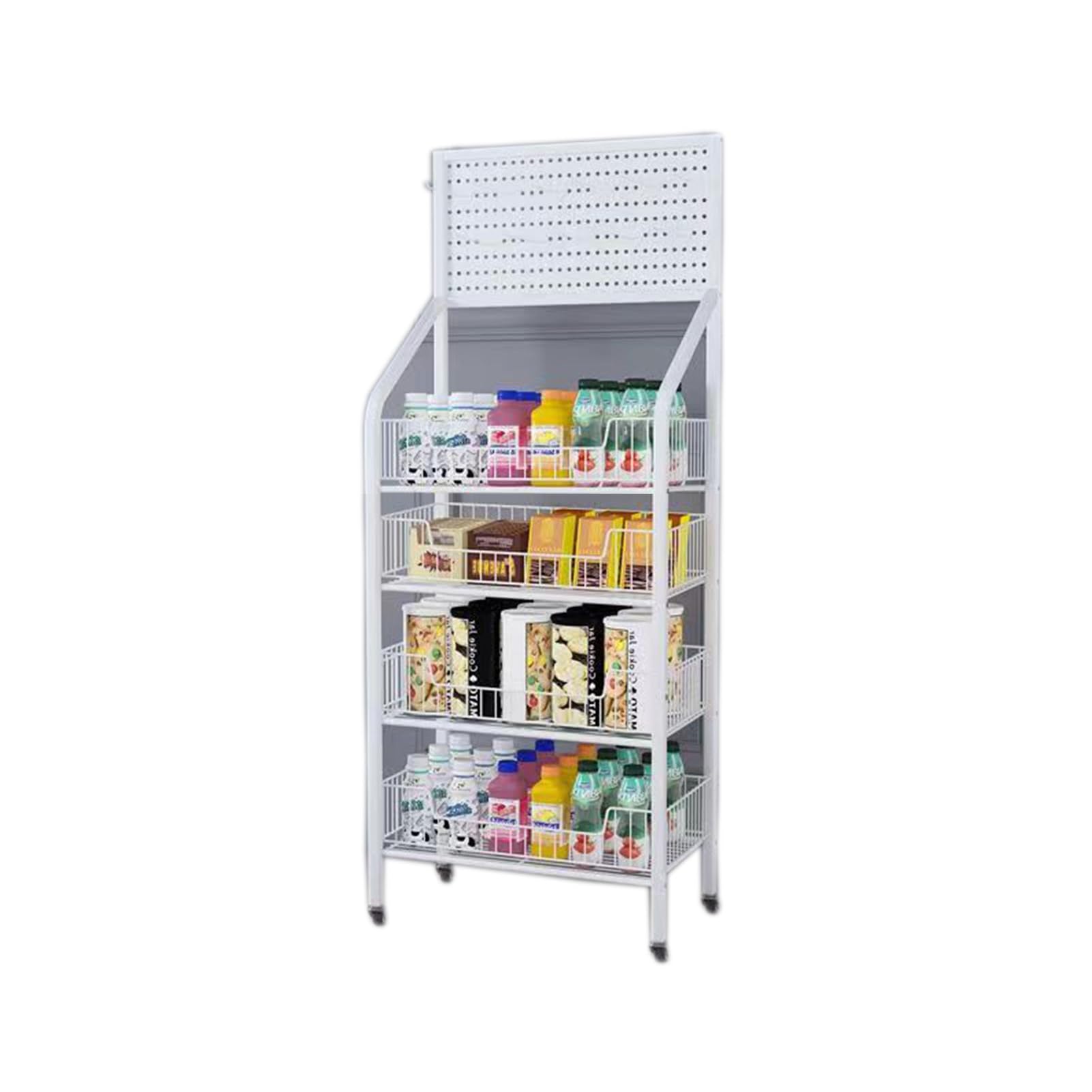 Wielofunkcyjny stojak, metalowy stojak, wózek na kółkach, przekąski i zabawki owocowo-warzywne, regały kuchenne do restauracji (biały, 23,6 x 10,6 x 55 cali)