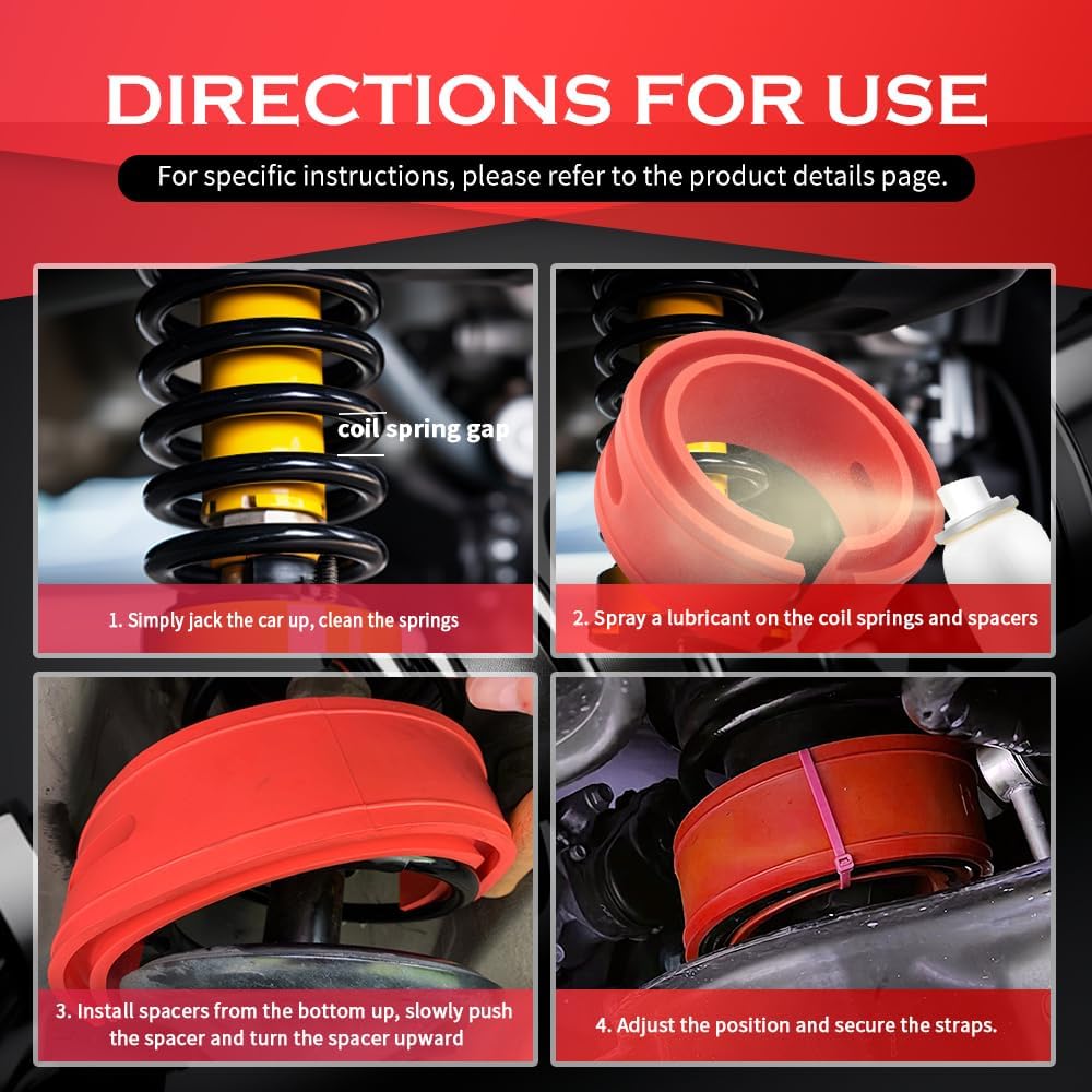 2PCS Upgraded Front & Rear Coil Spring Spacers for Cars with Ties,Shock Absorbing Car Coil Spring Booster Fits Spacing 1.45"-1.65",Heavy Duty Spacers for Coils Springs Car Accessories