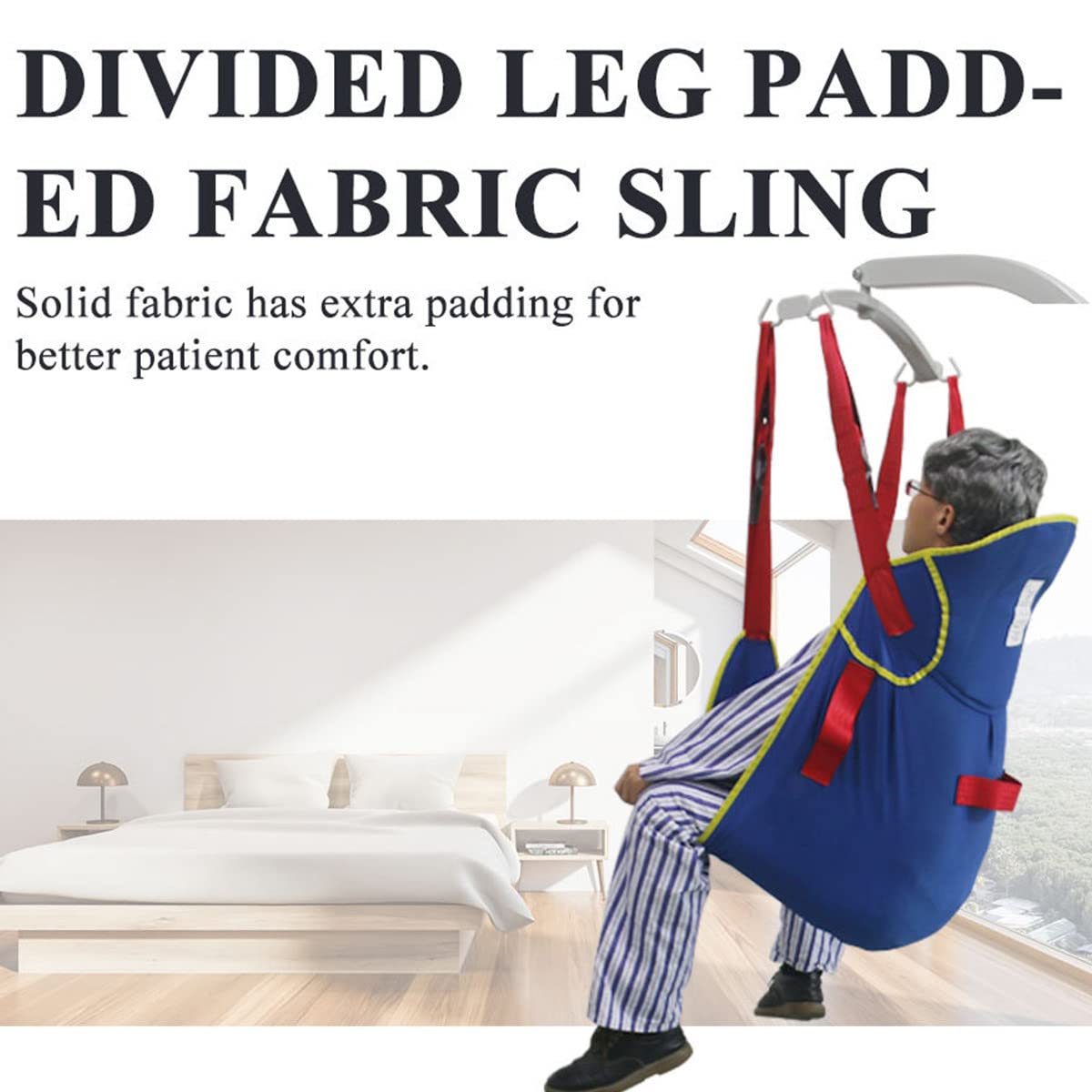 XYEJL Arnés Elevación Paciente Cuerpo Completo, Grúa Paciente, Eslinga Elevación con para Paciente Y Minusválido, para Posicionamiento Y Elevación La Cama,Carga MáXima 230 Kg,M(below90kg)
