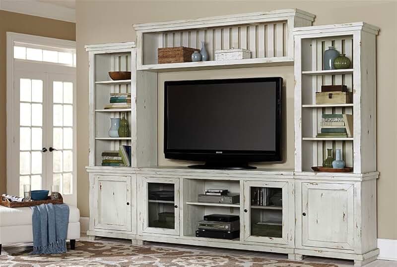 white entertainment center wall unit