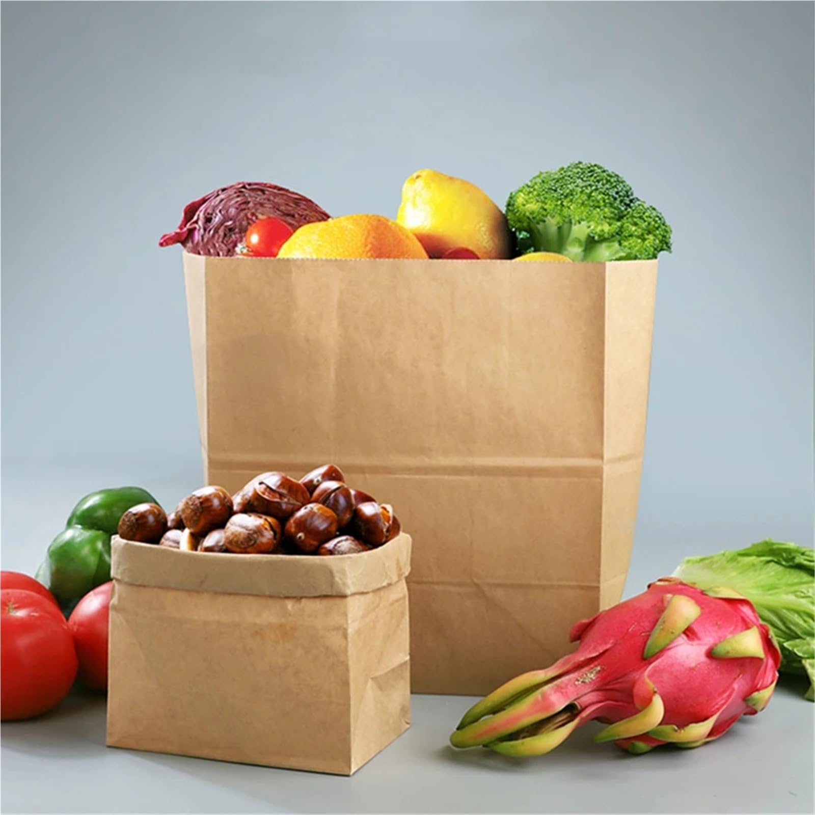 Lot de 100 sacs en papier kraft recyclables pour biscuits, bonbons, sandwich, pain, cadeau de mariage