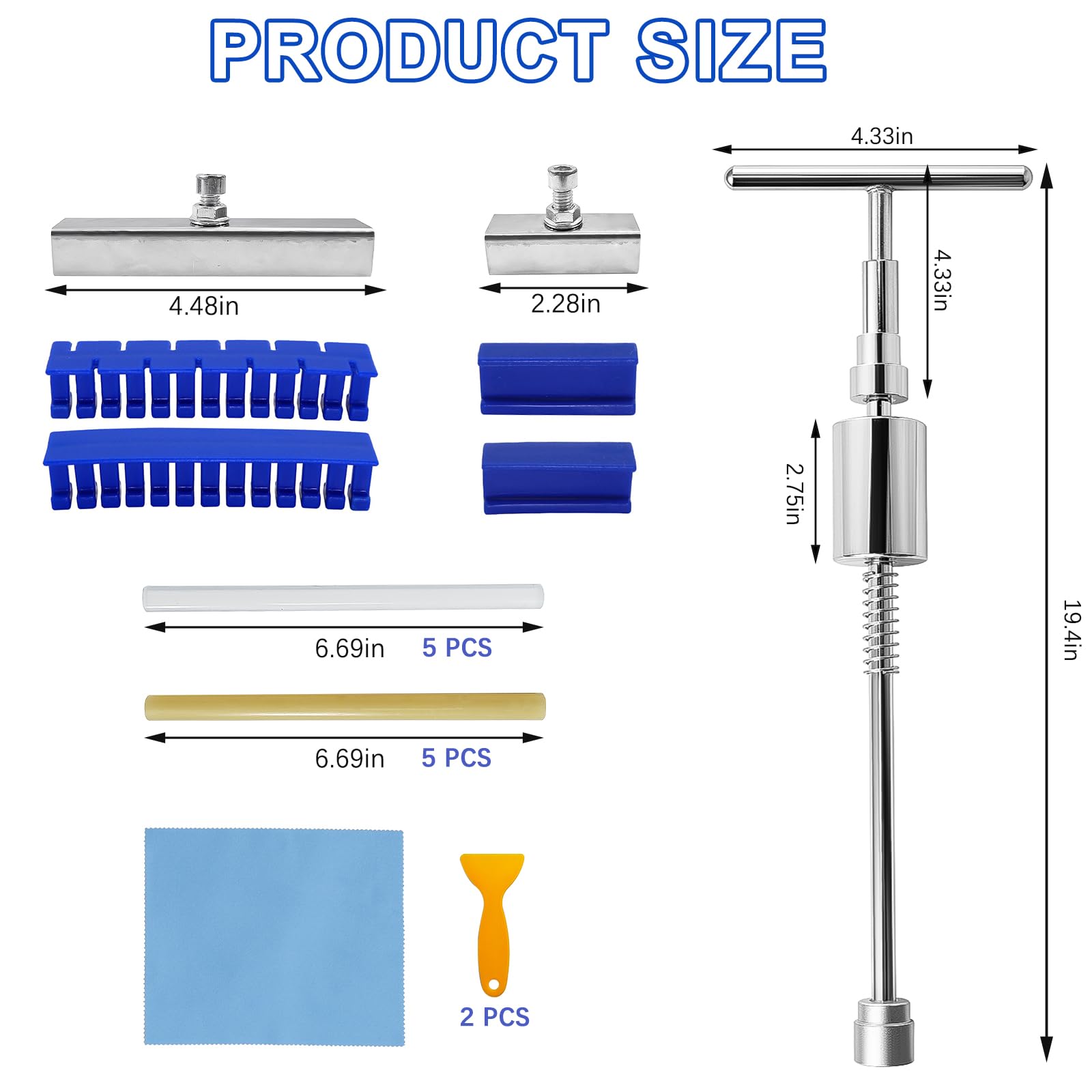 34 Pezzi Kit Tirabolli per Carrozzeria, Riparazione Ammaccature Carrozzeria Auto, Tira Bolle Auto Grandine, Levabolli Carrozzeria, Kit Ripara Ammaccature per Auto