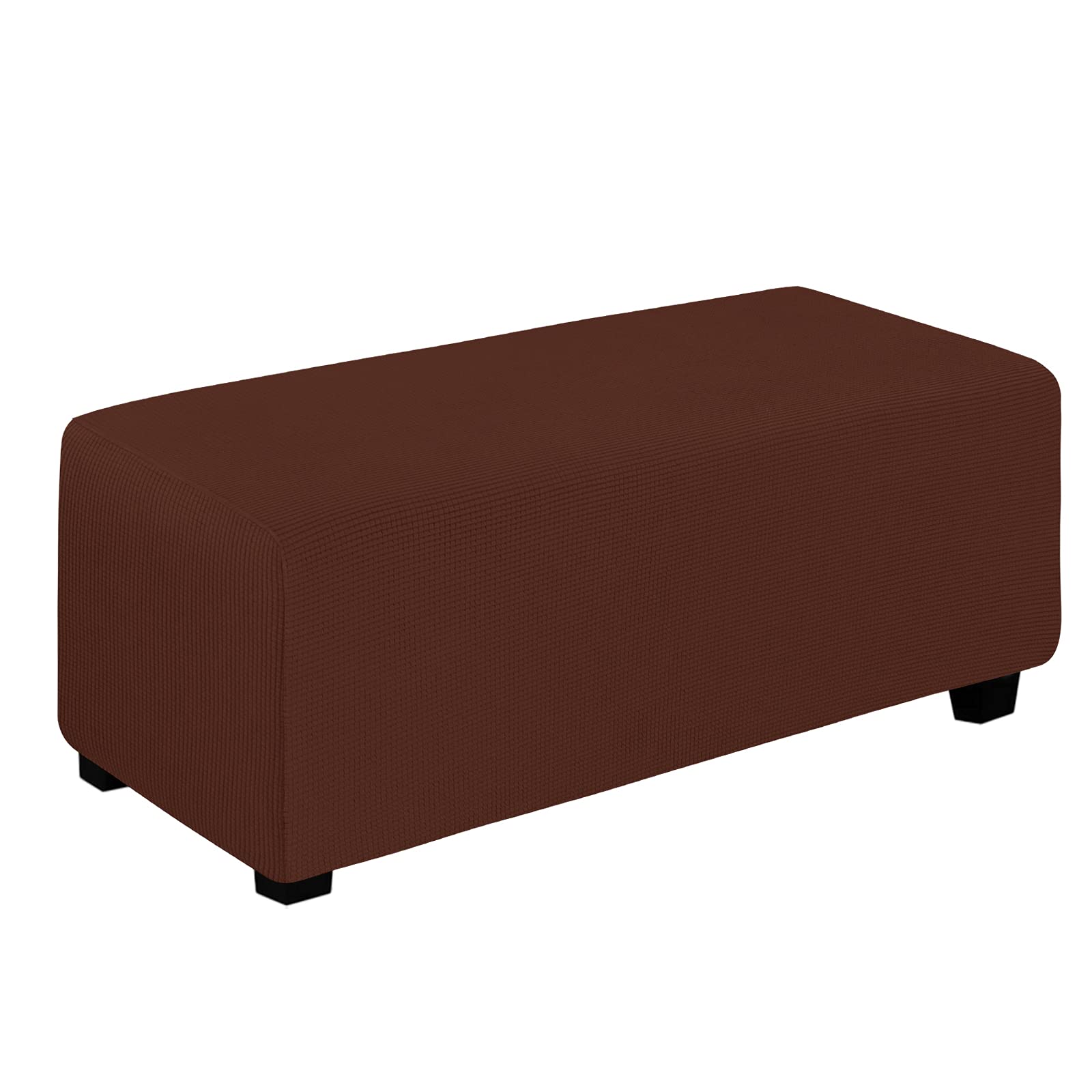 Easy-Going Stretch Ottoman Cover Folding Storage Stool Furniture Protector Soft Rectangle slipcover with Elastic Bottom(Ottoman X-Large,Coffee)