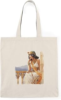 شنطة توت قماشية بسوستة - شنطة قماشية بتصميم فرعوني - صديقة للبيئة، انيقة ومتينة، مثالية للاستخدام اليومي والهدايا - قماش صديق للبيئة - 217