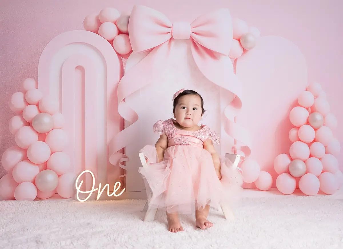 Kate Fotohintergrund für den 1. Geburtstag, für Kinder, Rosa, Mädchen, Neugeborene, Luftballons, Dekorationen, 2,1 x 1,5 m
