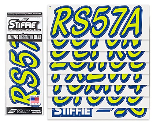 Image of STIFFIE Whipline Solid Atomic Green /Navy 3 inch Alpha-Numeric Registration Identification Numbers Stickers Decals for Boats & Personal Watercraft