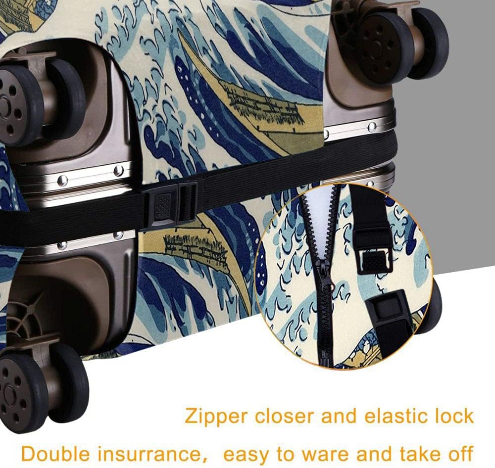 review Wondertify Hokusai Great Wave Luggage Cover Ocean Boat Japan Mount Fuji Washable Suitcase Protector Anti-Scratch Suitcase Cover Fits 22-24 Inch