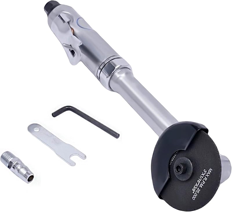 Pneumatic Cut Off Tool, 3"Angle Grinder, 90 PSI Operating Pressure, 25000RPM Air Grinder with Long Handle, Adjustable Speed for Industrial Use