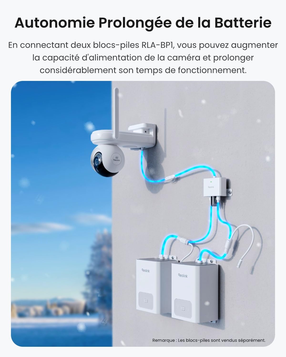 Reolink RLA-CD1 Station d'Extension, Double Alimentation Solaire/Batterie, Compatible avec Caméras à Batterie Reolink, Adaptateur d'alimentation Extérieur