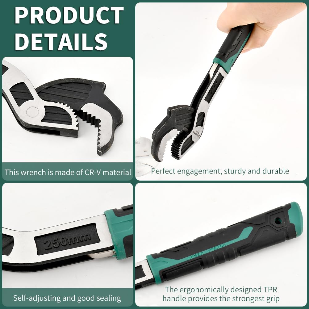 2-Piece Self-Adjusting Pipe Wrench Set - Multi-Function -3