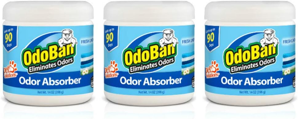 Solid Odor Absorber Eliminator for Home and Small Spaces, Fresh Linen Scent, 14 Ounces Each, 3-Pack