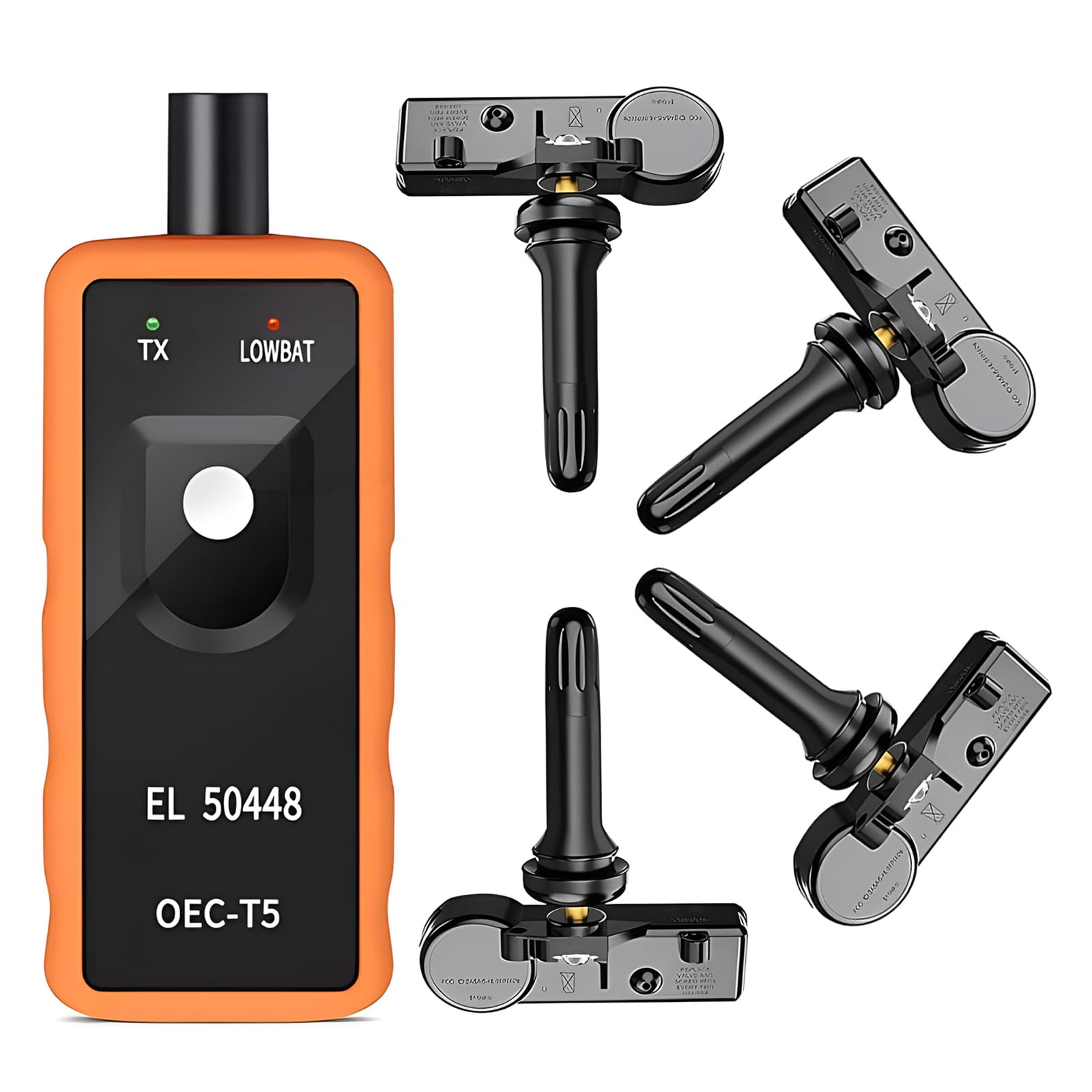 13586335 GM Tire Pressure Sensor 315MHZ Programmed TPMS Sensor with EL-50448 TPMS Relearn Tool for Buick CadillacChevroletGMCPontiac 13581558 13598771 13598772 Sets of 5