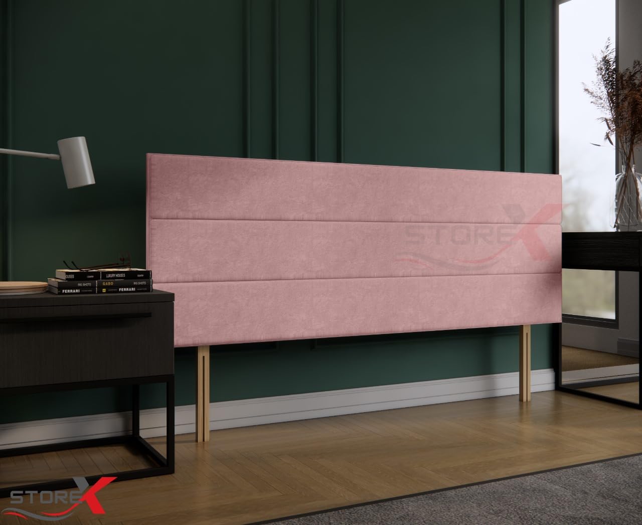 STOREX Plush Fabric Extra Padded Headboard For Divan Bed Bedroom Furniture Size 2Ft 6 Inch/ 3Ft / 4Ft / 4Ft 6 Inch / 5Ft / 6Ft - 20 Inch Height (Baby Pink, 20inch Height 2FT 6 Inch Small Single) — image 1