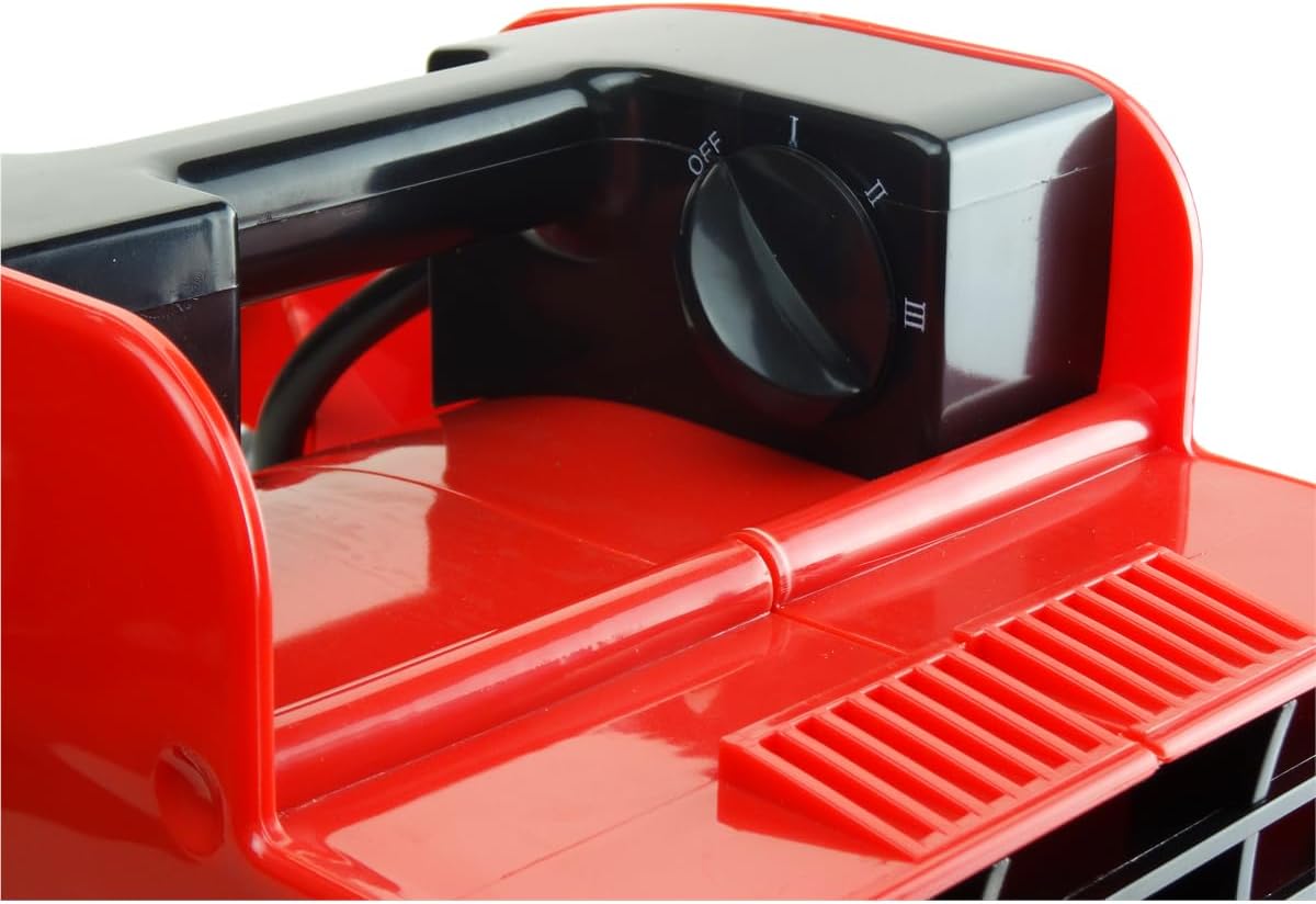 K Tool International 77702 Utility Floor Blower Fan, 300 CFM, 3 Speed Motor, Overload Protection, Impact Resistant ABS, 180 Watt, 110-120V, 60Hz, 12 Amp, 4 Angle Positions, Indoor/Outdoor, Red