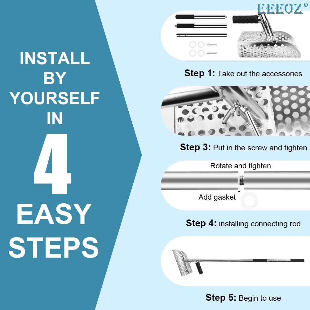 Beach Sand Scoop with Non-Slip Handle,Metal Detecting Tool,Beach Underwater Treasure Hunting, Stainless Steel Water Metal Detecting Tool Digging Shovel Fast Sifting Metal Detector. (style6)