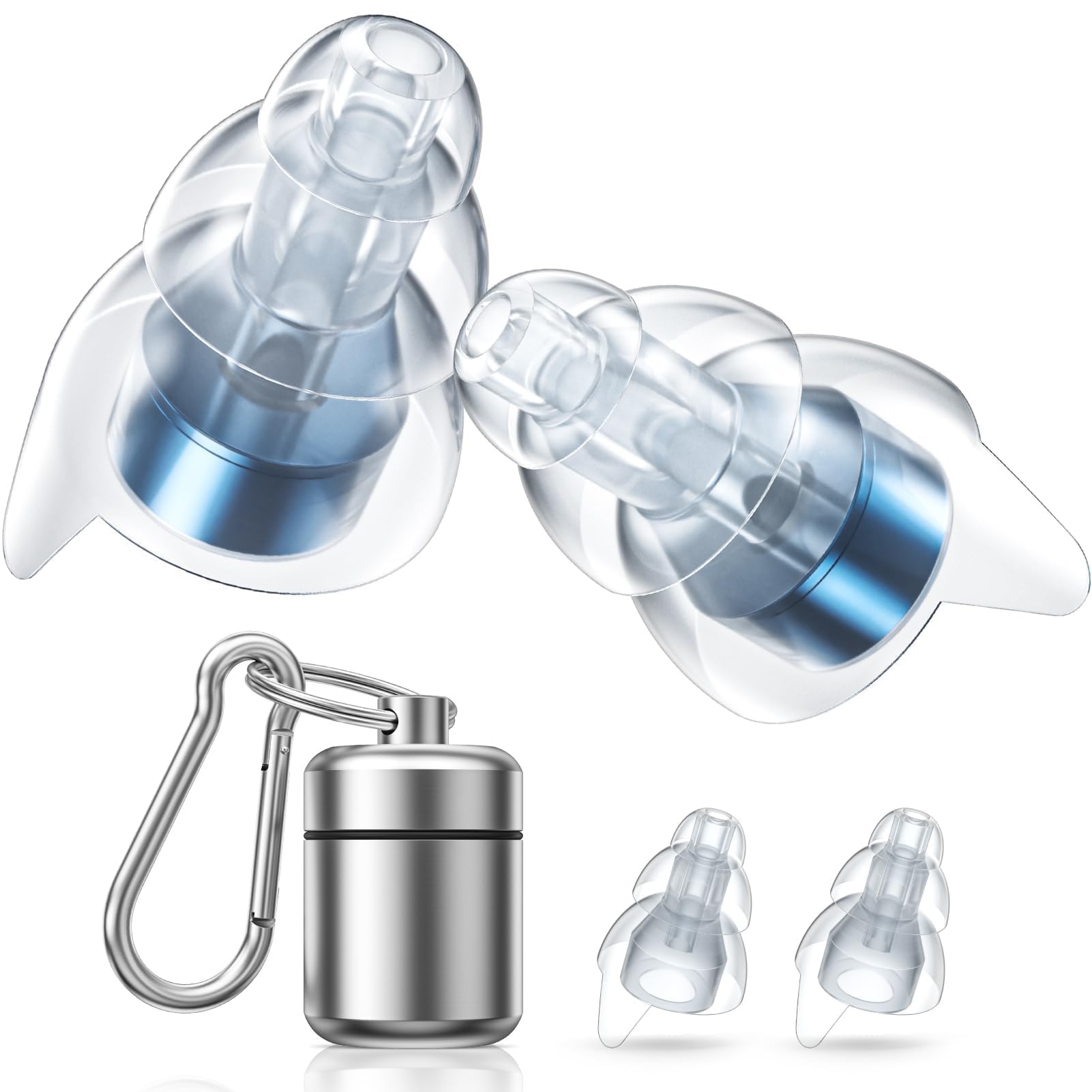 NEUTYPECHIC Tapones Concierto, Protección Auditiva para Música y Músicos, 30db Tapones Oidos Cancelacion de Ruido para Conciertos, Festivales, Fiestas y Discotecas, con Estuche de Aluminio, Azul