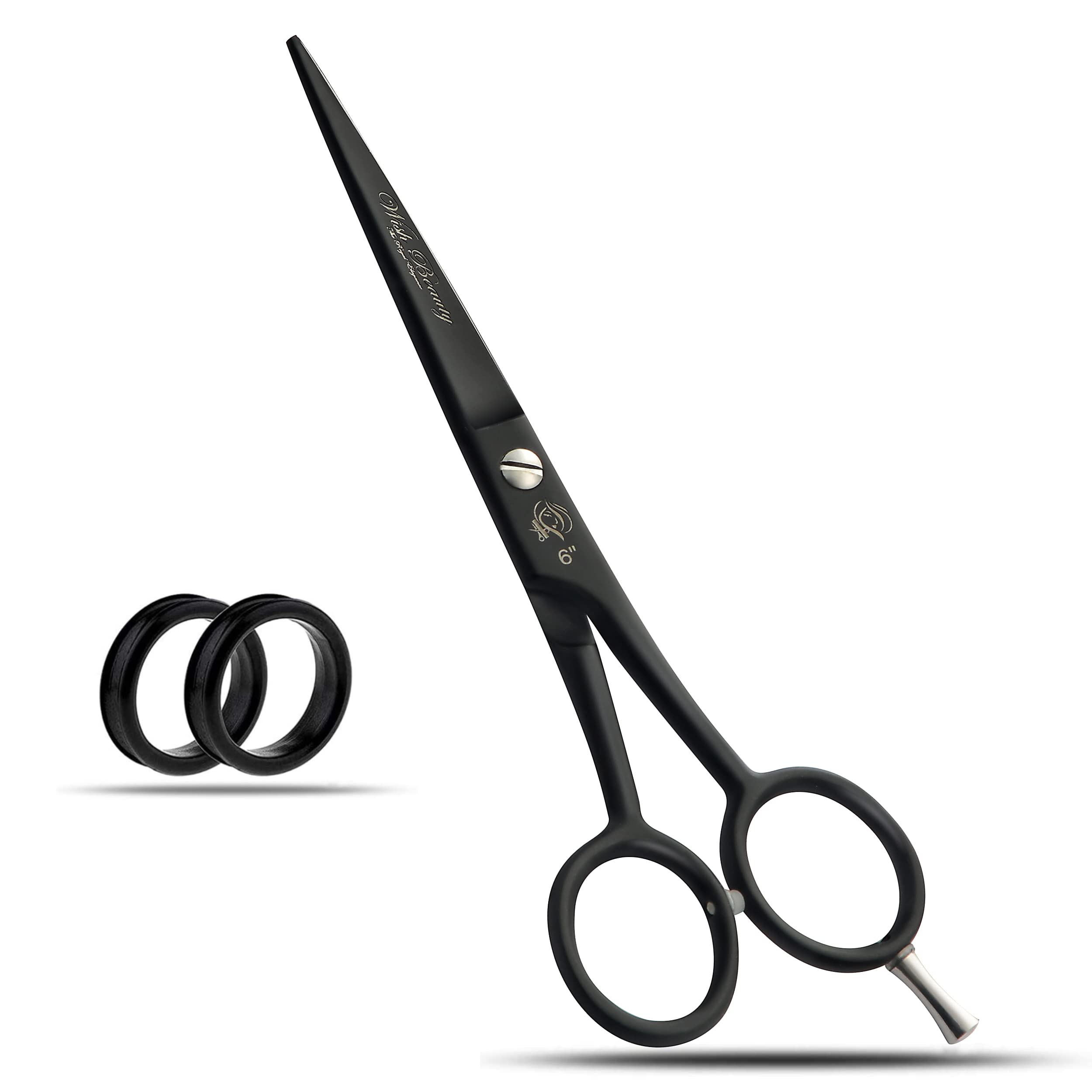 Wish Beauty,The Royal Elegance Men's Multiple Wishbeauty Hairdressing Barber Hair Scissor For Professional Hairdressers Barbers Stainless Steel Hair Cutting Shears - For Salon Barbers, Wo, Children And Adults (Black, 6 Inches)