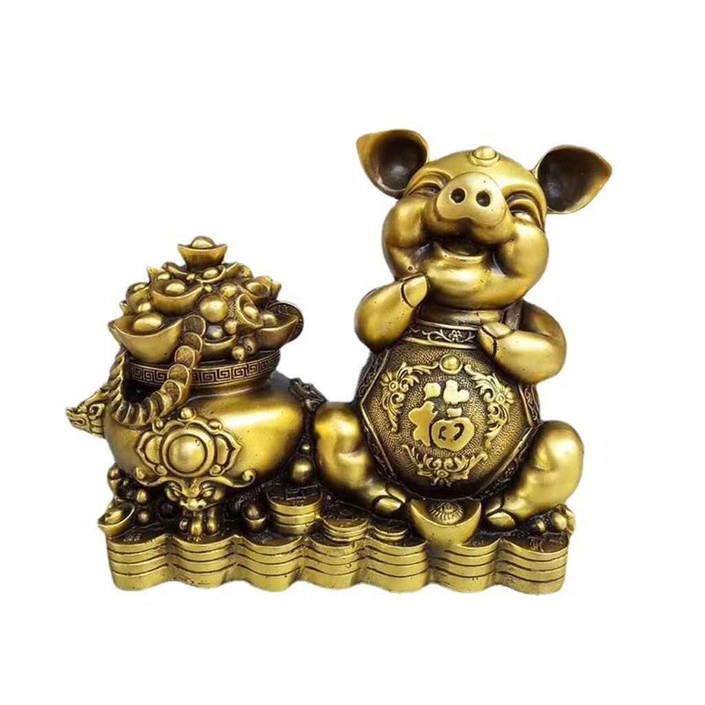 IUokLU Statue Home Furnishings and Crafts Brass Pig Furnishings Room Feng Shui Furnishings Decoration Brass Figurine