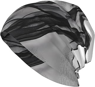 Mercury Veil Patterned Brimless Knit Hat: Warm Hat for Home, Commute, Travel, and Skiing Black