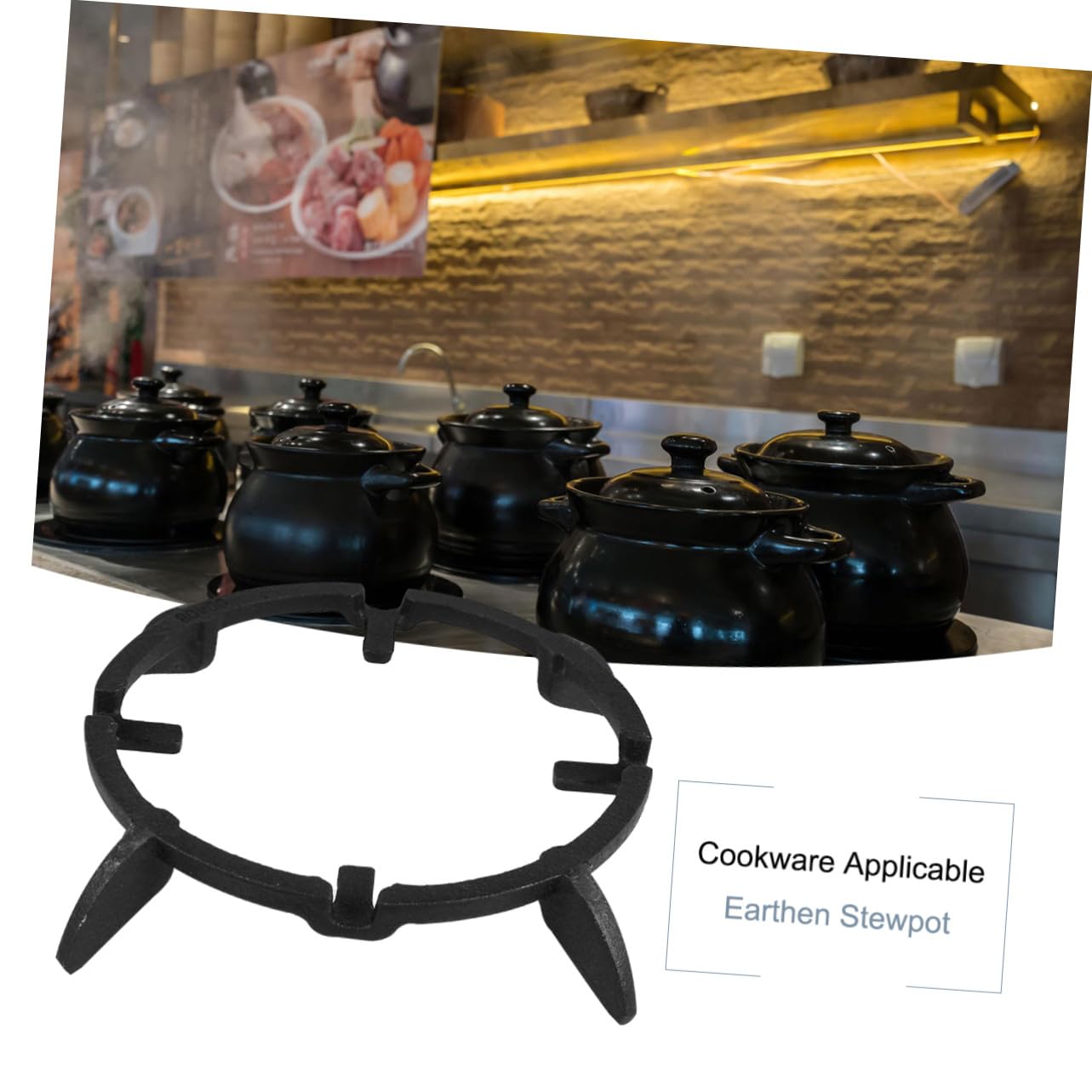 Soporte de Antideslizante Gas Estufa Negro Resistencia de para Hierro Pequeñas y Equilibrio Accesorio Práctico para Ollas para Cocina y Hotel
