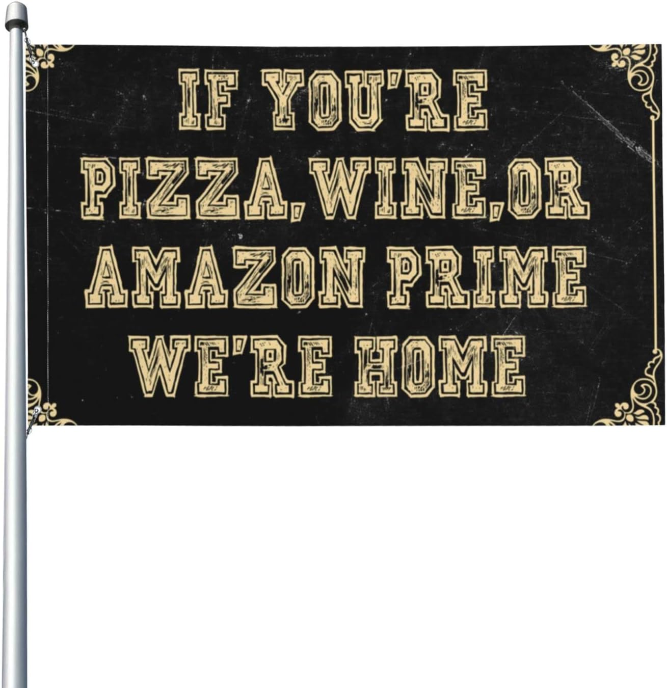Flags for Bedroom Funny If You're Pizza Wine We're Home Flag Things for Boys Room Teen Stuff (Size : 152X244CM)