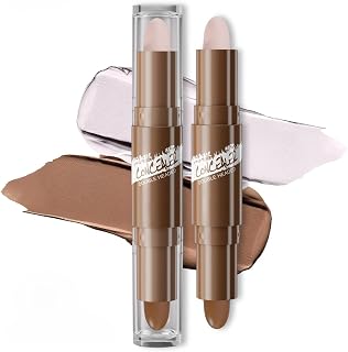 Double-Sided Contouring Stick 2-in-1 for Contour and Highlight - Waterproof Cream Contour for Long-lasting Look in Beginners (01)
