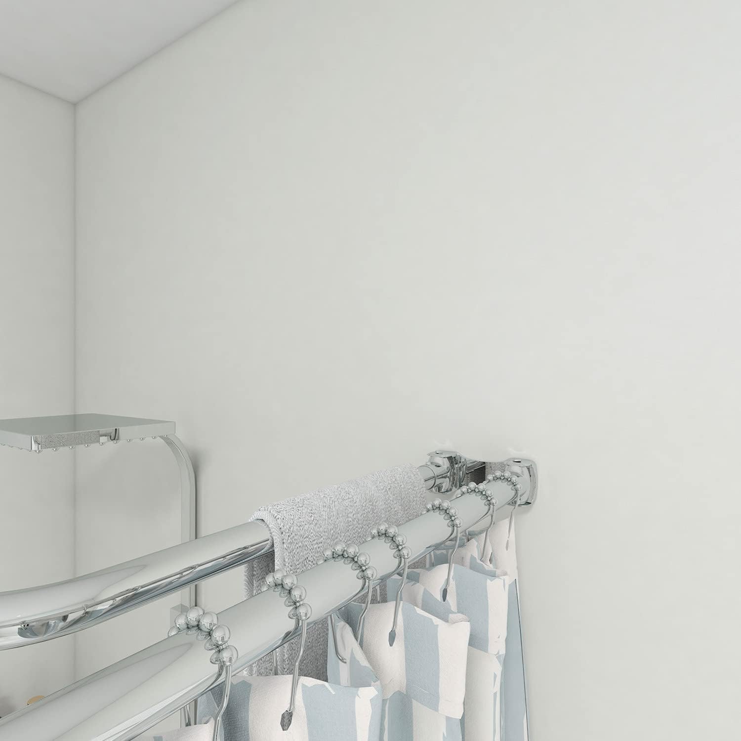 Promo Discount Up To 70% Off Naiture Stainless Steel 18-1/2 X 26 X 18-1/2 Double Neo Angle Shower Curtain Rod, Chrome Finish